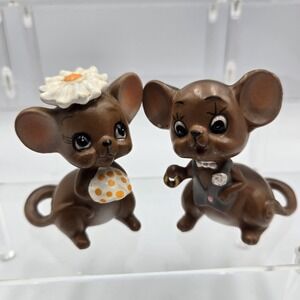 VTG Josef Originals Mouse Bride & Groom Figurines Mouse Village Daisy‎ Wedding
